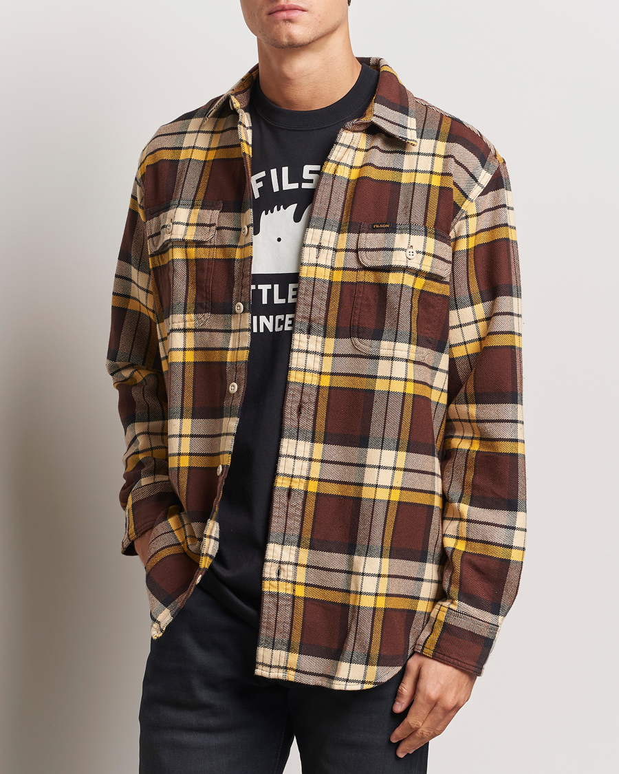 Mies |  | Filson | Vintage Flannel Work Shirt Brown/Yellow