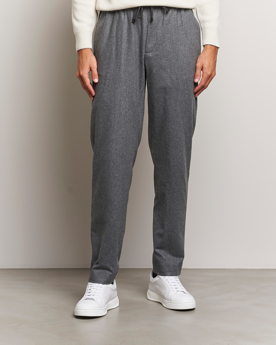 Mies |  | Moncler | Flannel Drawstring Pants Grey Melange