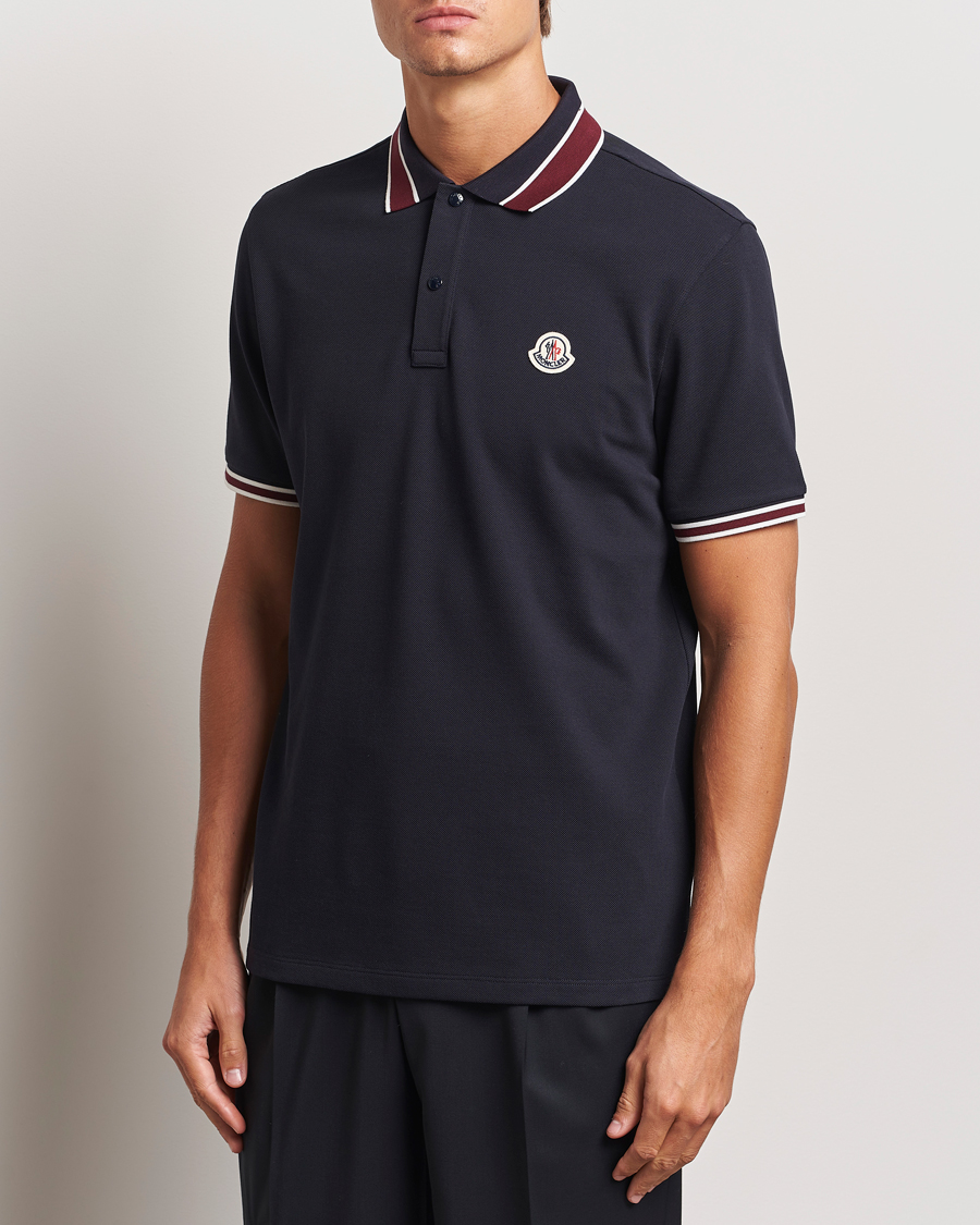 Mies |  | Moncler | Double Contrast Collar Polo Navy