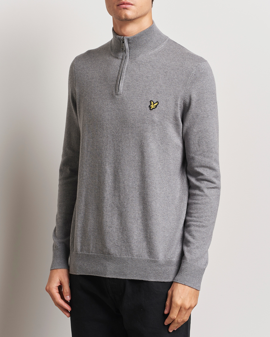 Mies |  | Lyle & Scott | Cotton/Merino Half Zip Mid Grey Marl