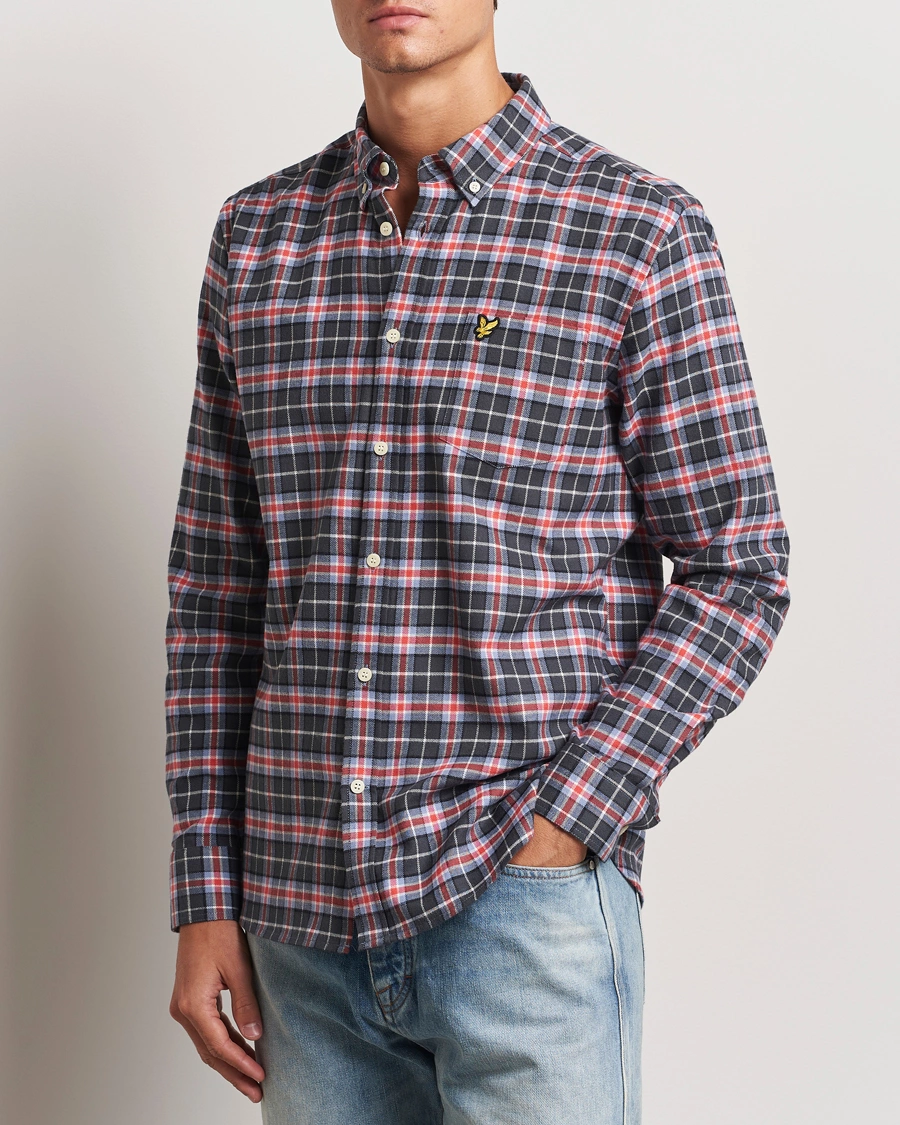 Mies |  | Lyle & Scott | Checked Flannel Shirt Blue Smoke