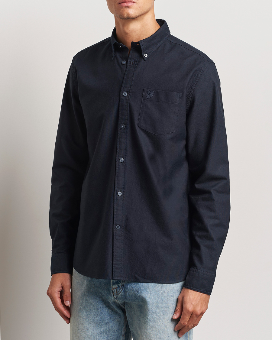 Mies |  | Lyle & Scott | Tonal Eagle Plain Oxford Shirt Dark Navy