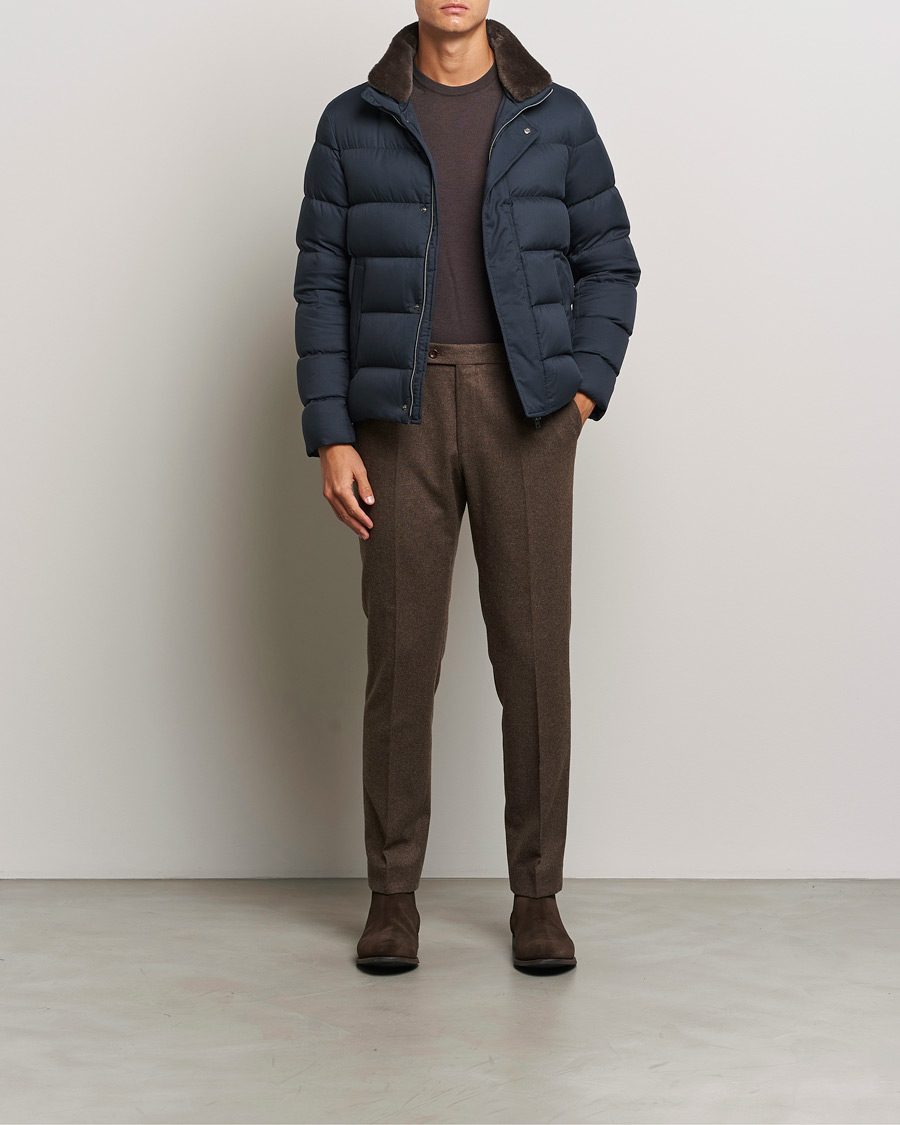 Mies | Takit | Herno | Faux Fur Down Jacket Navy