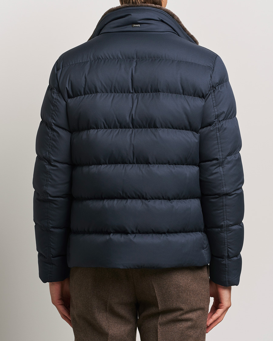 Mies | Takit | Herno | Faux Fur Down Jacket Navy
