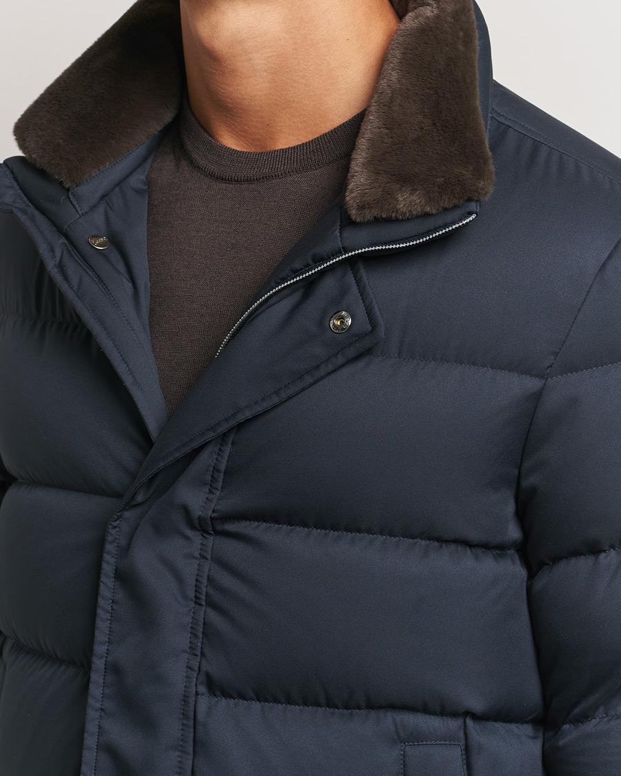 Mies | Takit | Herno | Faux Fur Down Jacket Navy