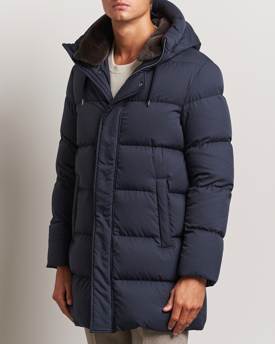 Mies |  | Herno | Faux Fur Down Parka Navy