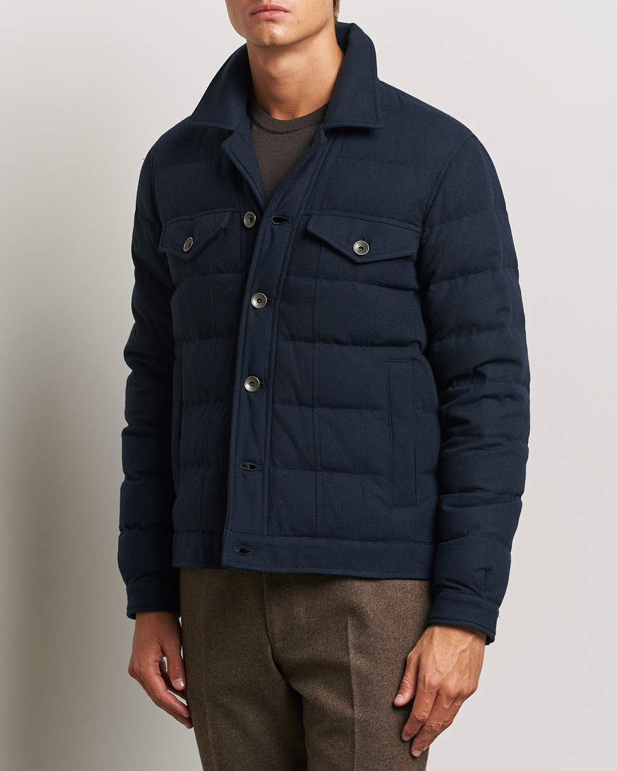 Mies |  | Herno | Cashmere Down Biker Jacket Navy