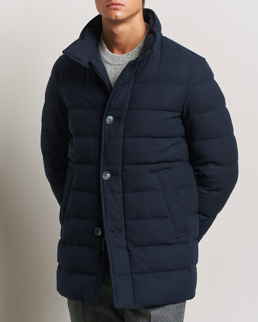 Mies |  | Herno | Cashmere Flannel Down Coat Navy