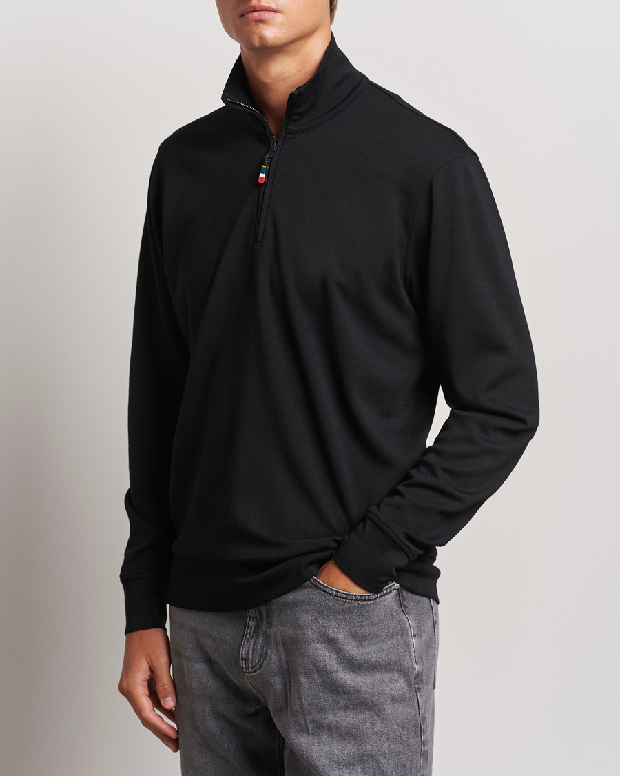 Mies |  | Orlebar Brown | Isar Graphite Merino Half Zip Black