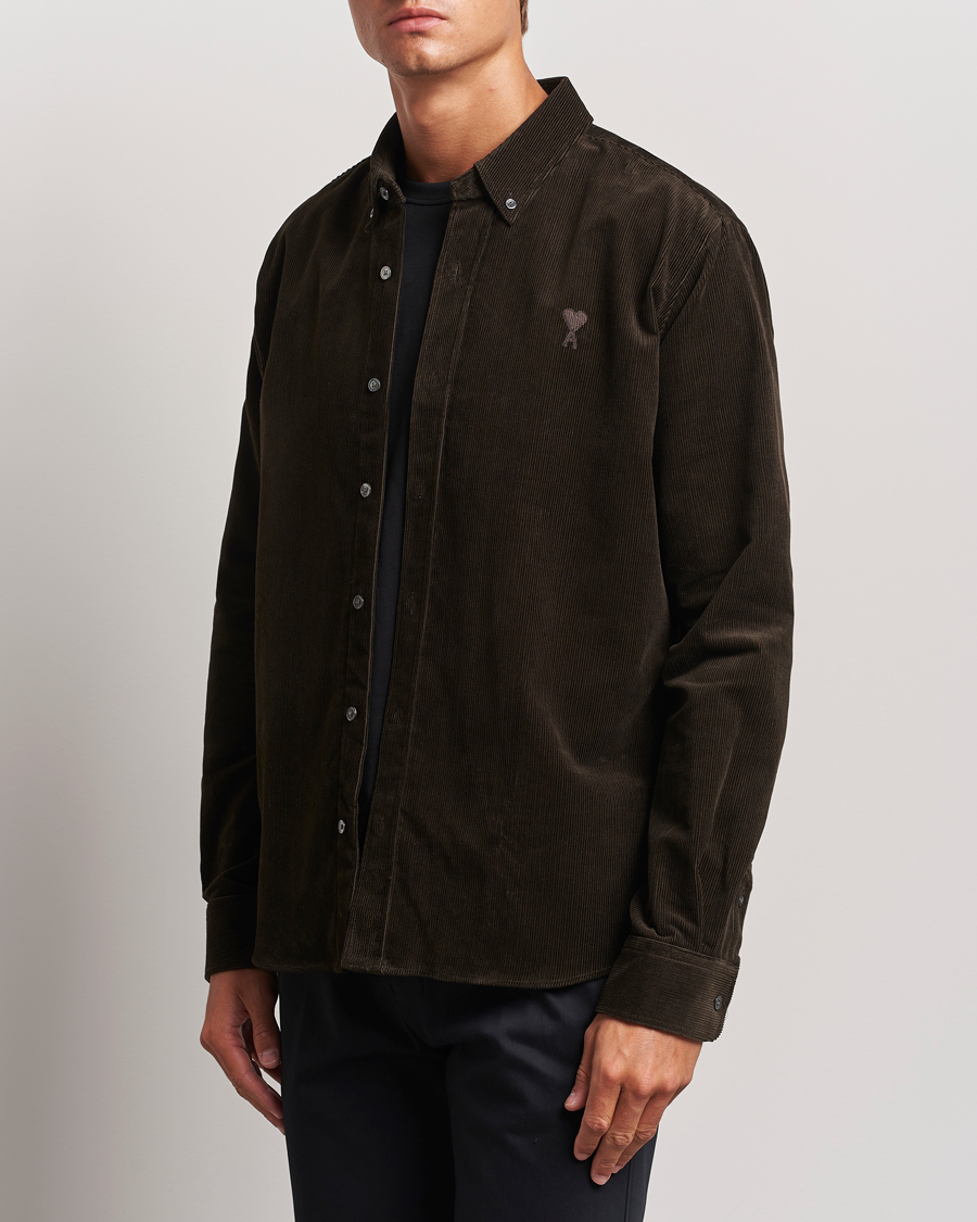 Mies |  | AMI | Classic Fit Corduroy Shirt Dark Coffee