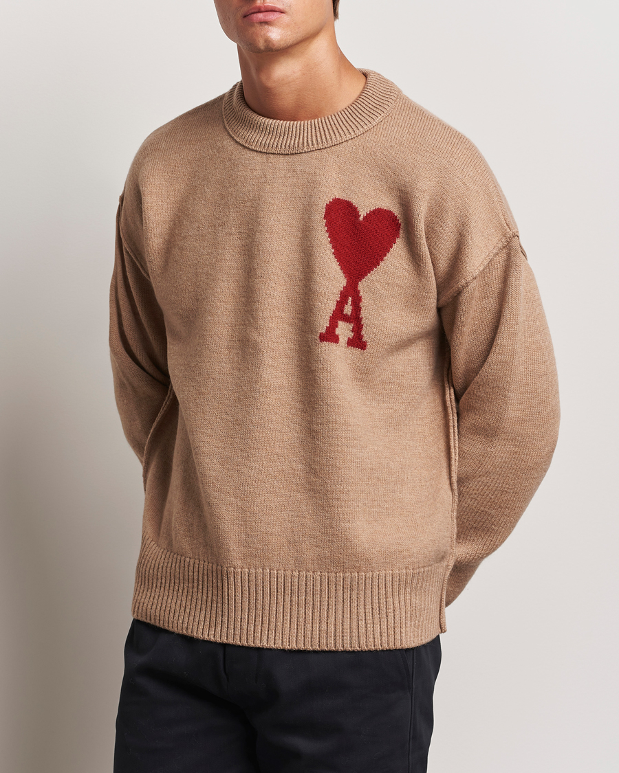 Mies |  | AMI | Big Heart Logo Crew Neck Camel