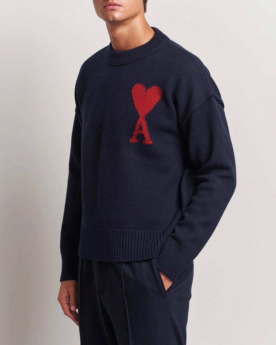 Mies |  | AMI | Big Heart Logo Crew Neck Navy