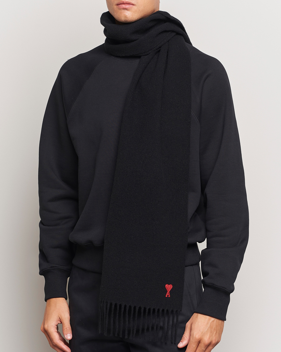 Mies |  | AMI | Heart Logo Scarf Black