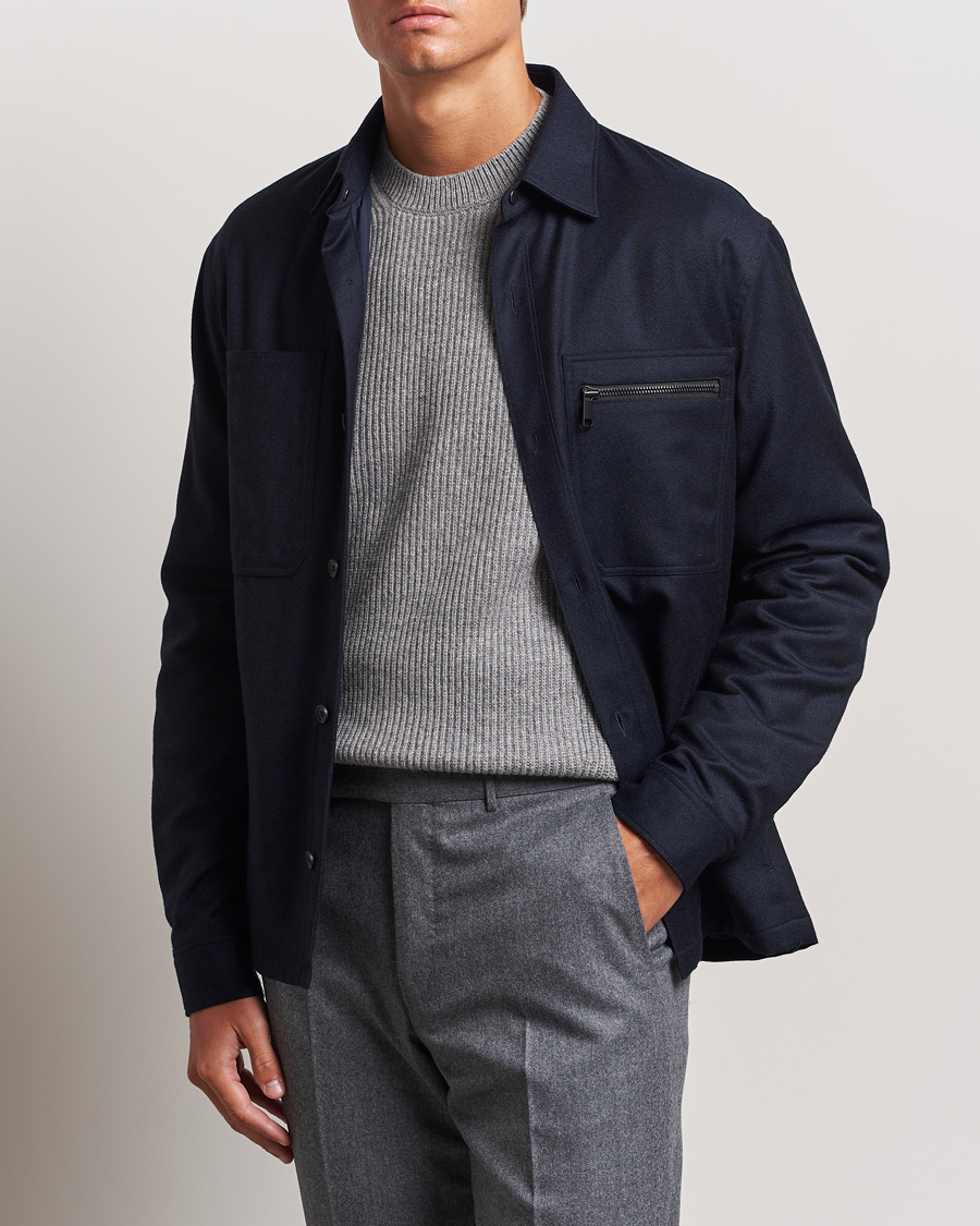Mies | Vaatteet | Zegna | Techmerino Flannel Shirt Jacket Navy