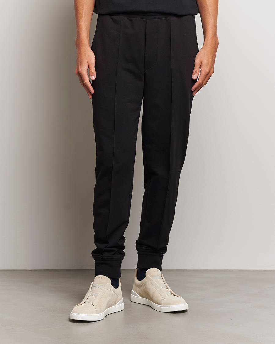 Mies |  | Zegna | Cotton Stretch Drawstring Pants Black