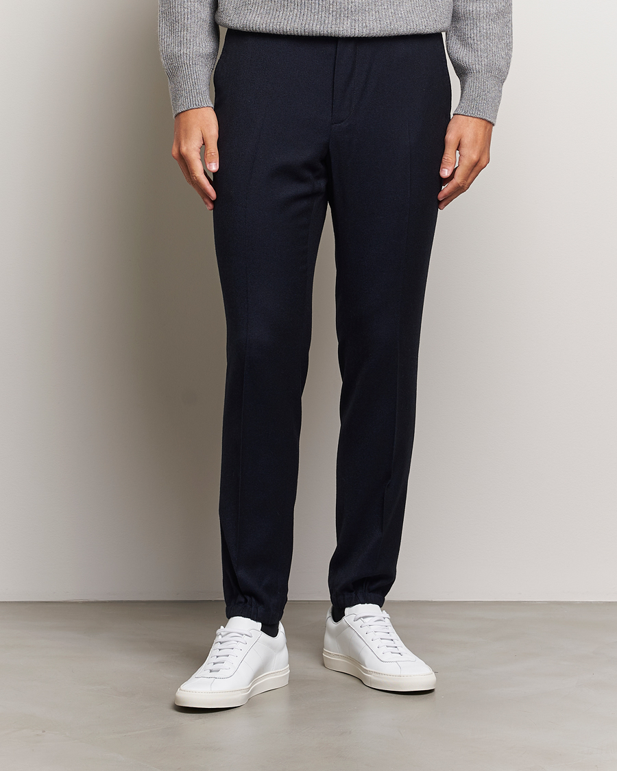 Mies |  | Zegna | Techmerino Flannel Drawstring Pants Navy