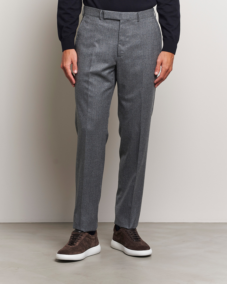 Mies |  | Zegna | Carded Flannel Trousers Grey Melange