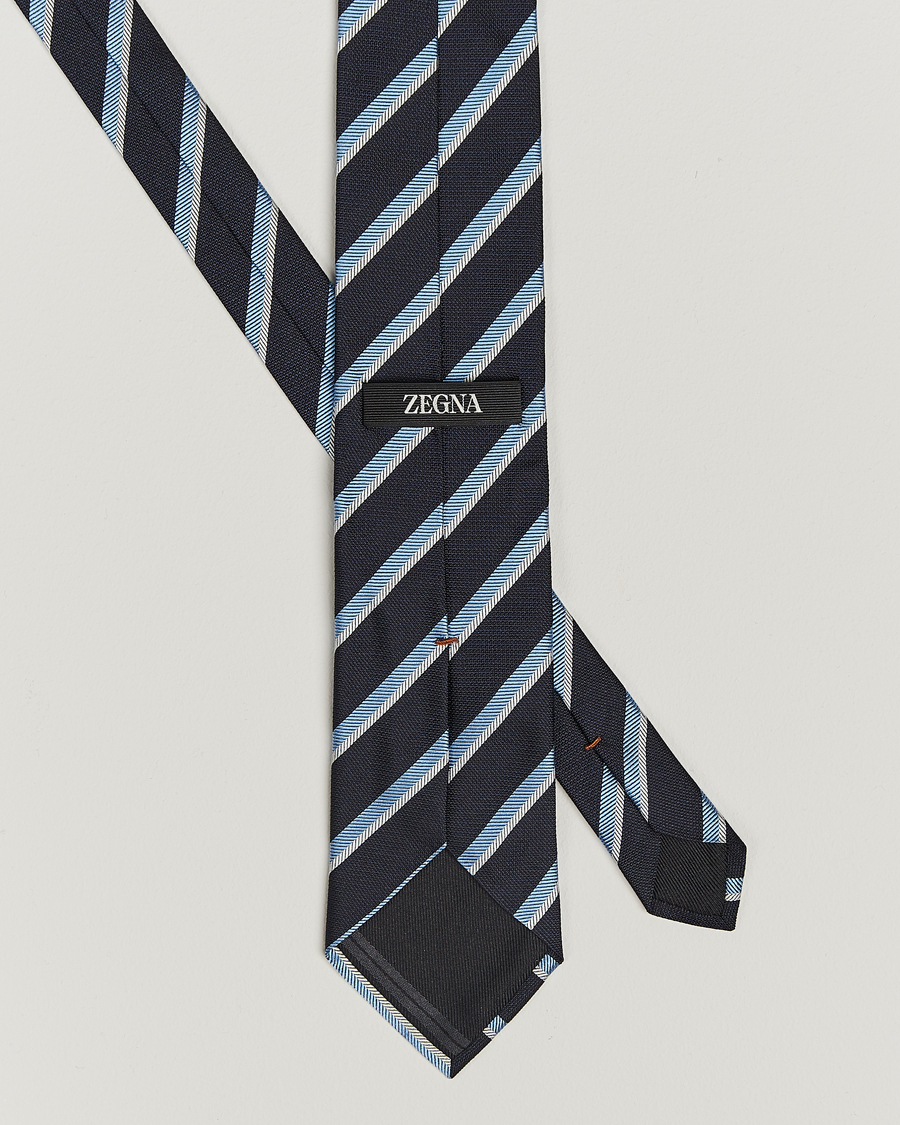 Mies |  | Zegna | Regimental Stripe Silk Tie Navy