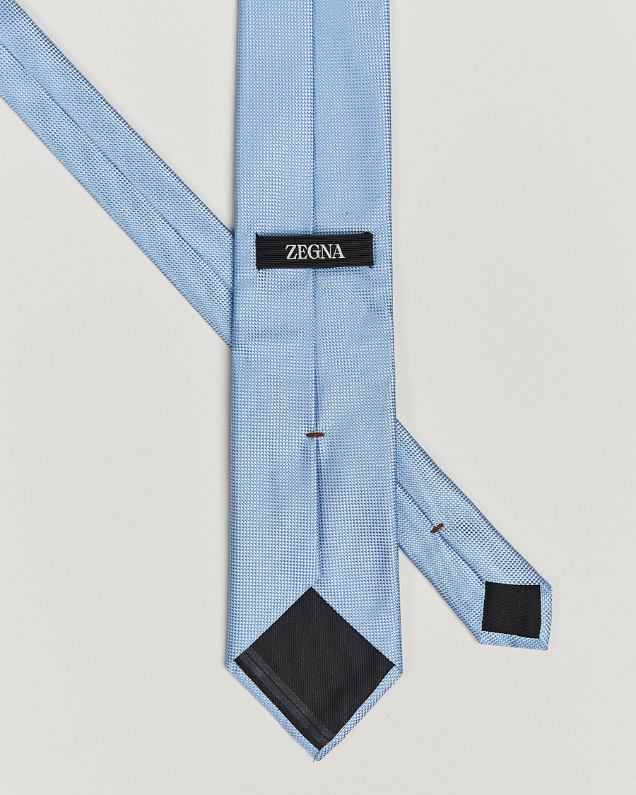 Mies |  | Zegna | Micro Structure Silk Tie Light Blue