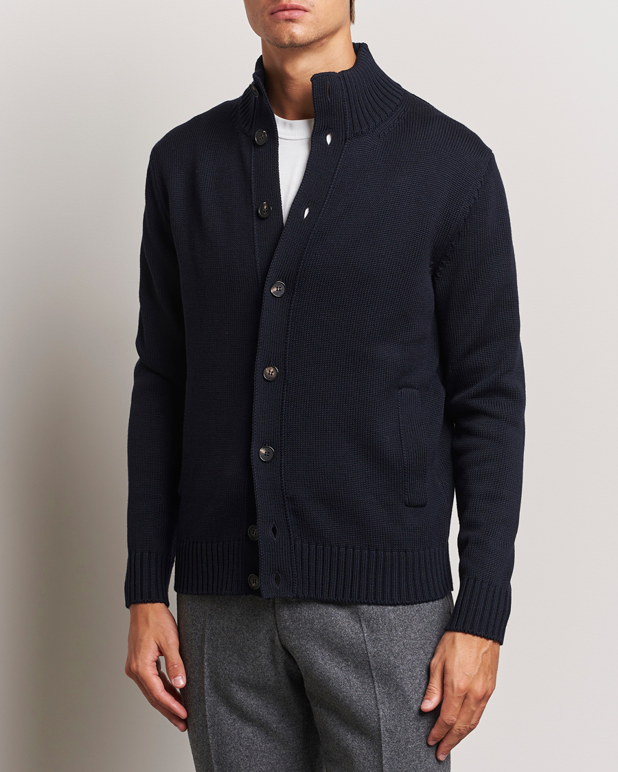 Mies | Slowear | Zanone | Virgin Merino Wool Chioto Cardigan Navy