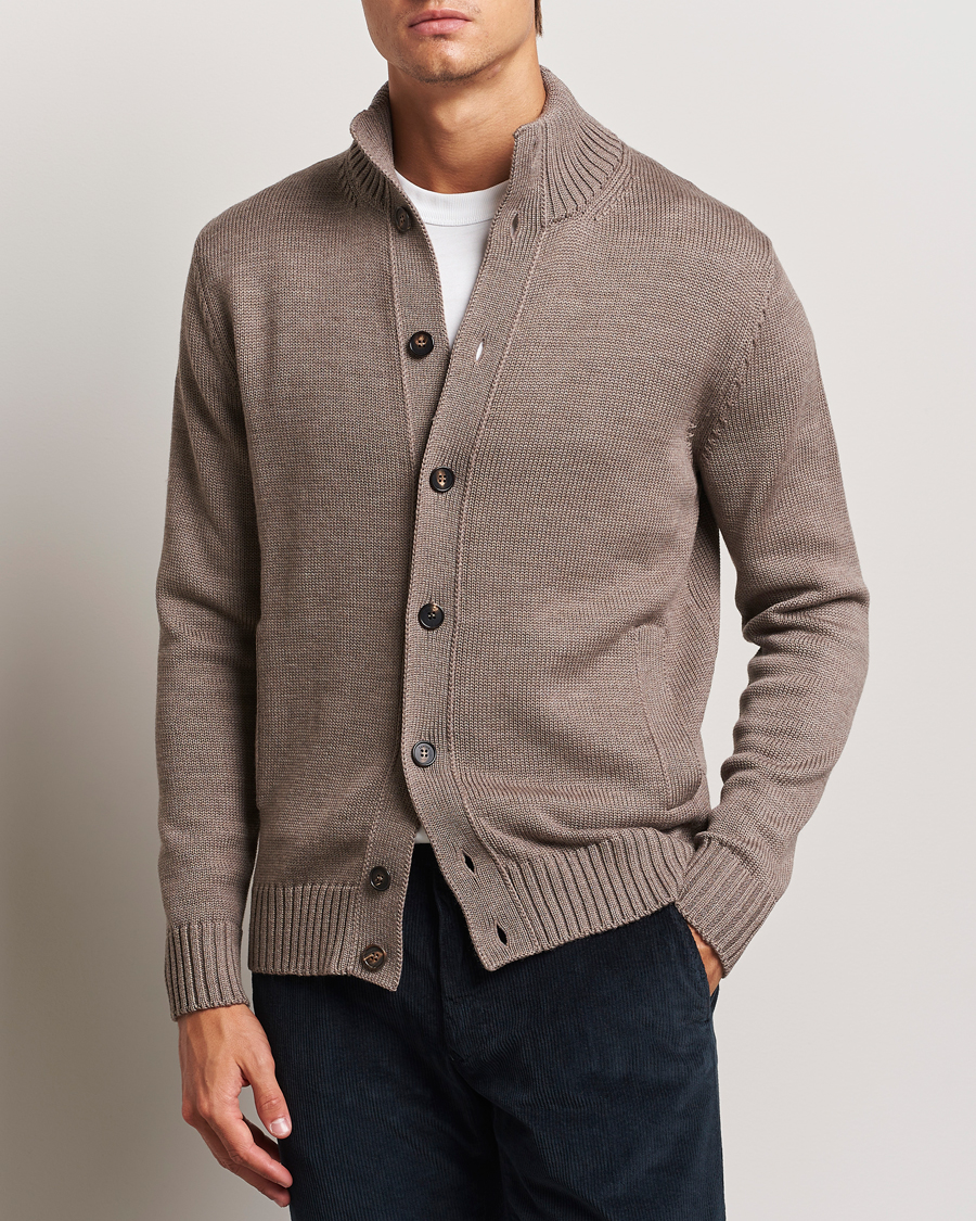 Mies | Slowear | Zanone | Virgin Merino Wool Chioto Cardigan Taupe