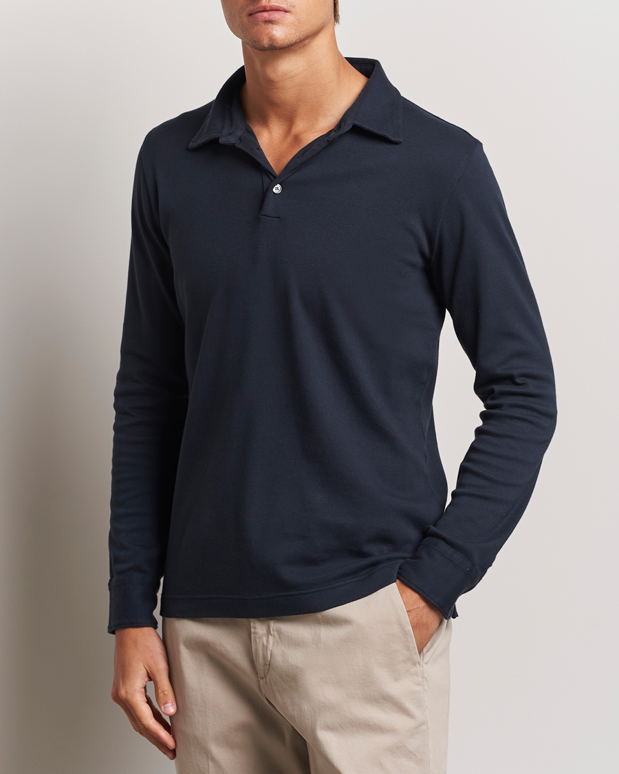 Mies |  | Zanone | Heavy Jersey Long Sleeve Polo Navy