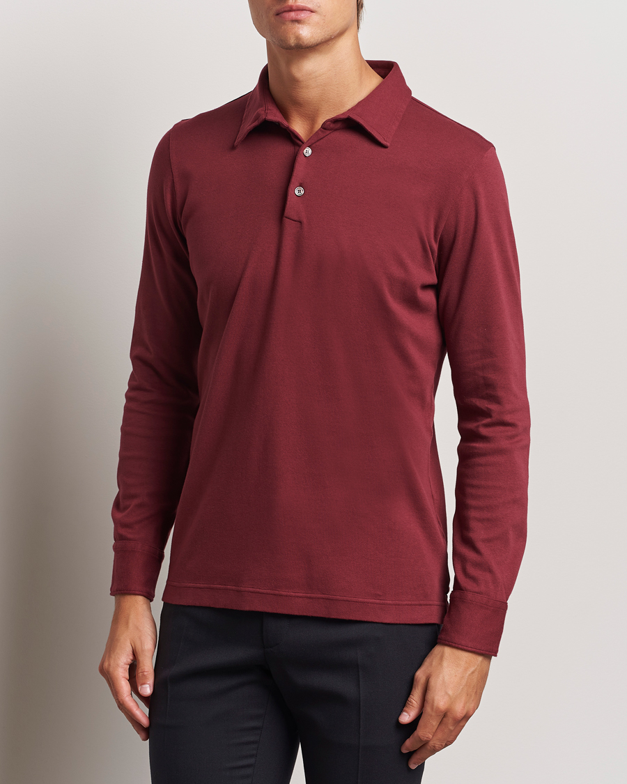 Mies |  | Zanone | Heavy Jersey Long Sleeve Polo Bordeaux