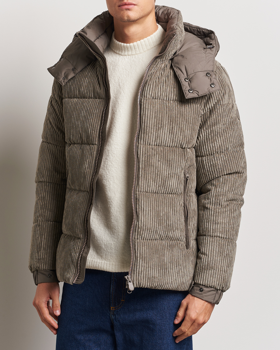 Mies |  | Save The Duck | Albus Cord Padded Puffer Jacket Mud Grey