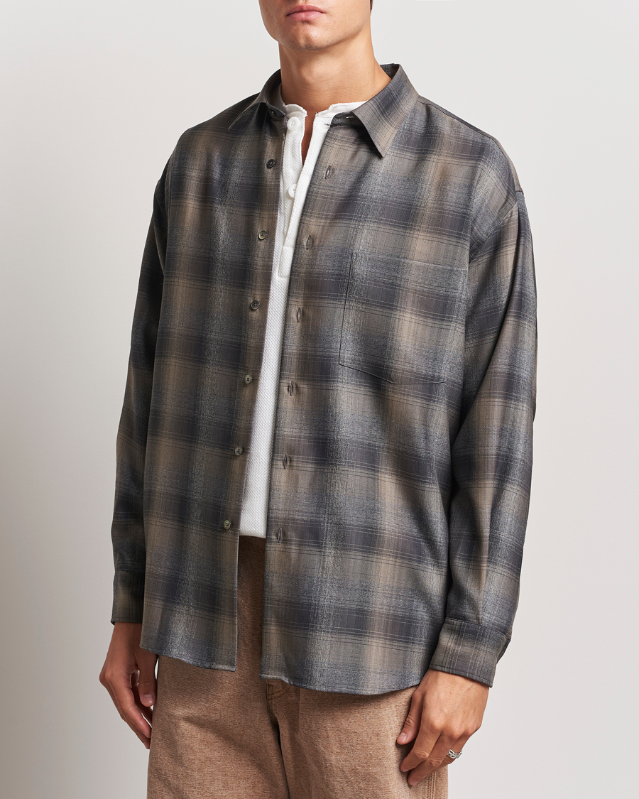 Mies |  | Auralee | Superlight Wool Shirt Charcoal Check