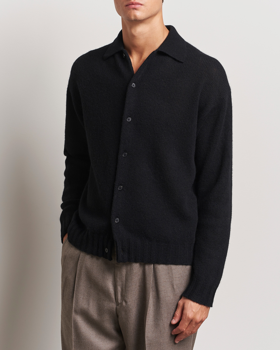 Mies |  | Auralee | Shetland Wool/Cashmere Cardigan Black