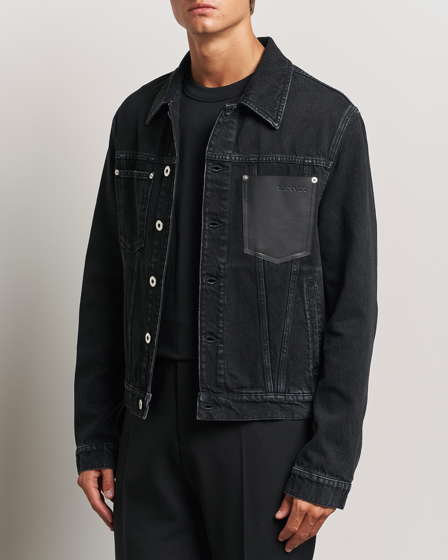 Mies | Farkkutakit | Lanvin | Leather Pocket Denim Jacket Black