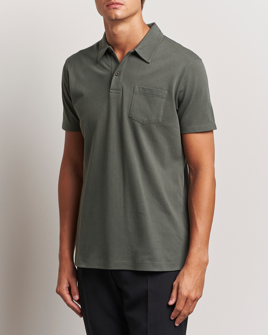 Mies |  | Sunspel | Riviera Polo Shirt Drill Green