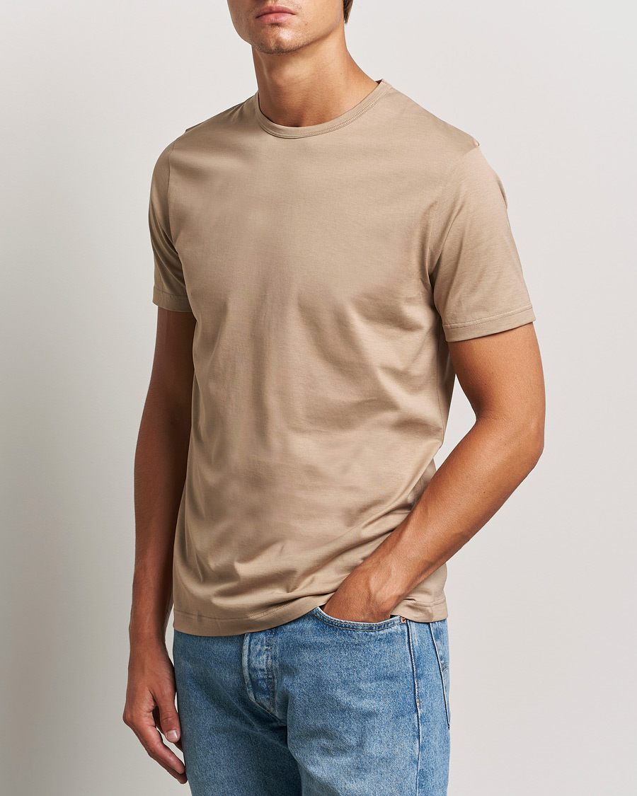 Mies |  | Sunspel | Crew Neck Cotton Tee Sandstone