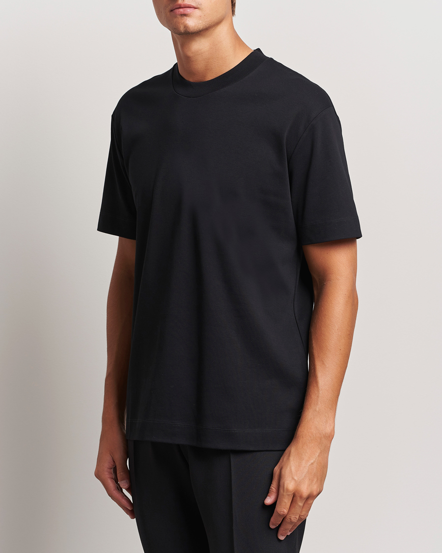 Mies |  | Sunspel | Heavyweight Mock Neck T-Shirt Black