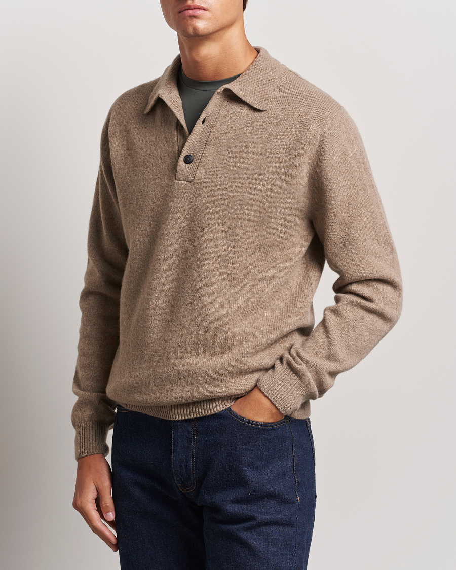 Mies |  | Sunspel | Lambswool Poloshirt Sandstone