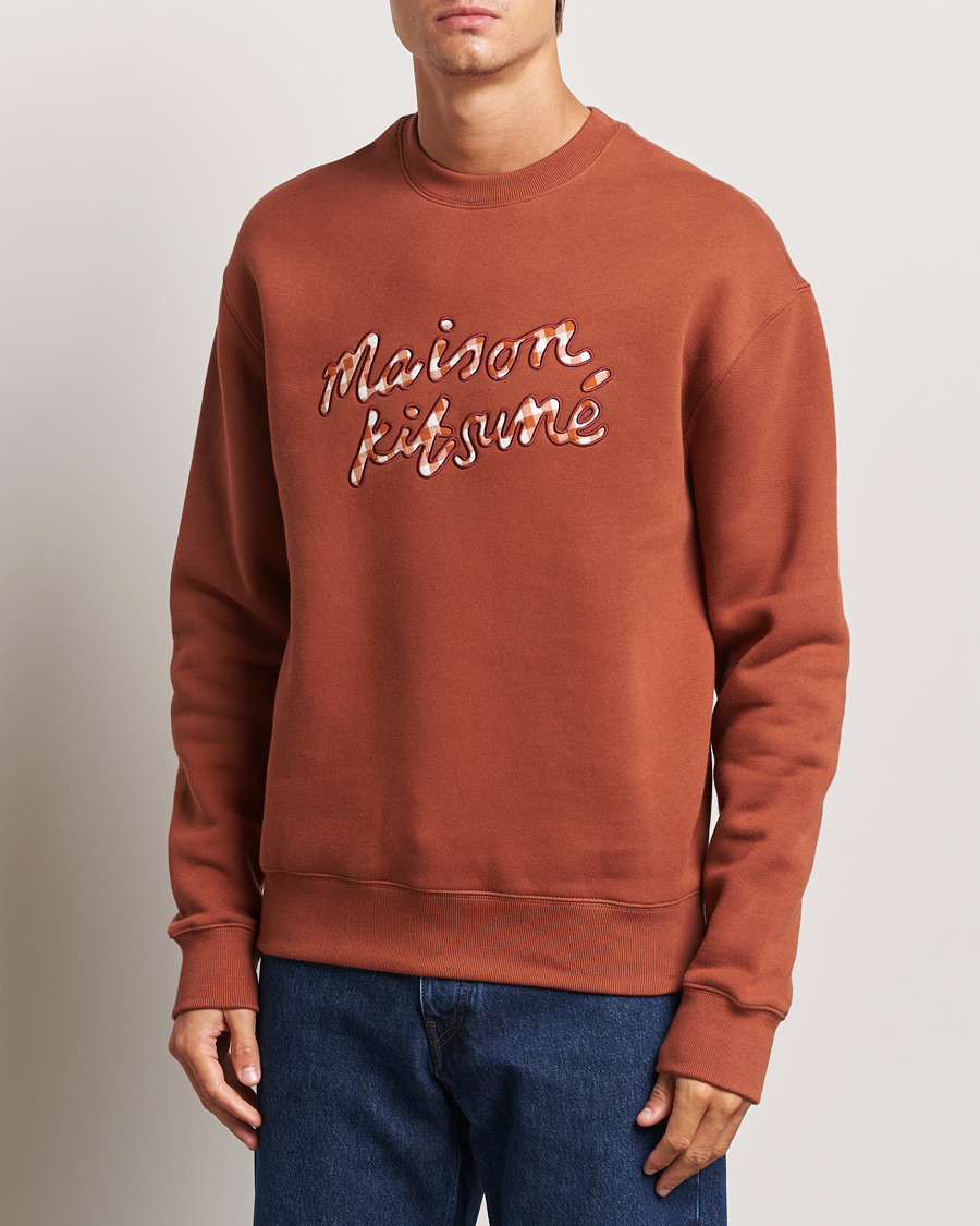 Mies |  | Maison Kitsuné | Gingham Handwriting Sweatshirt Pecan