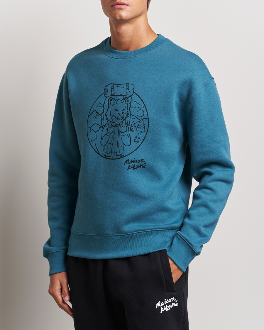 Mies |  | Maison Kitsuné | Ramblin Fox Sweatshirt Lake Blue