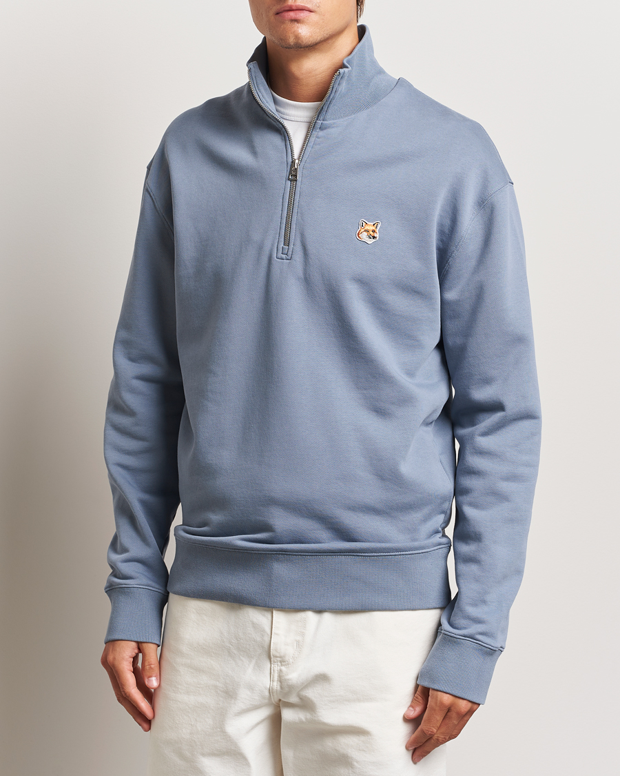 Mies |  | Maison Kitsuné | Fox Head Half Zip Sweatshirt Moonlight Blue