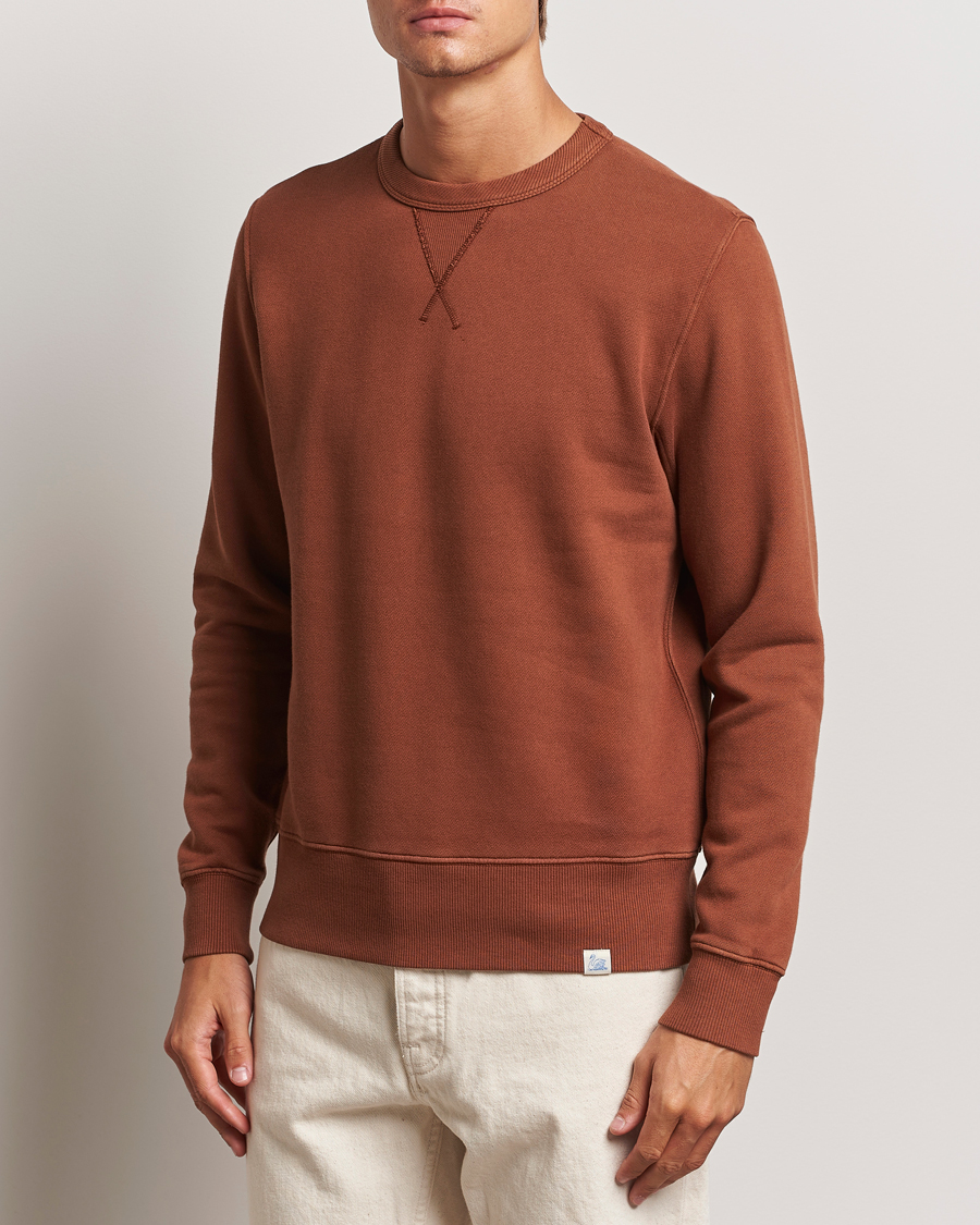 Mies |  | Merz b. Schwanen | Vintage Fleece Crew Neck Sweatshirt Chestnut