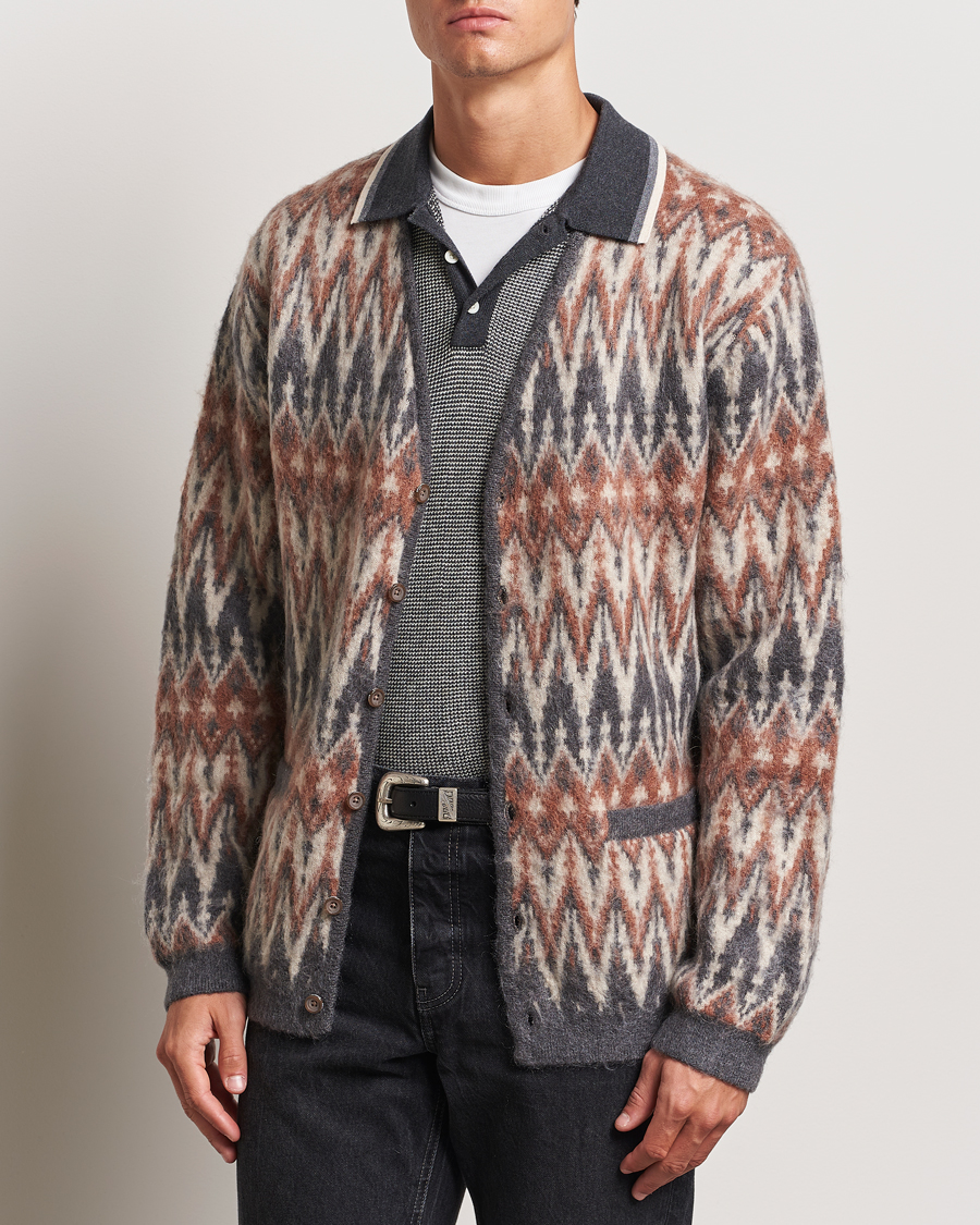 Mies |  | BEAMS PLUS | Chevron Jacquard Cardigan Grey