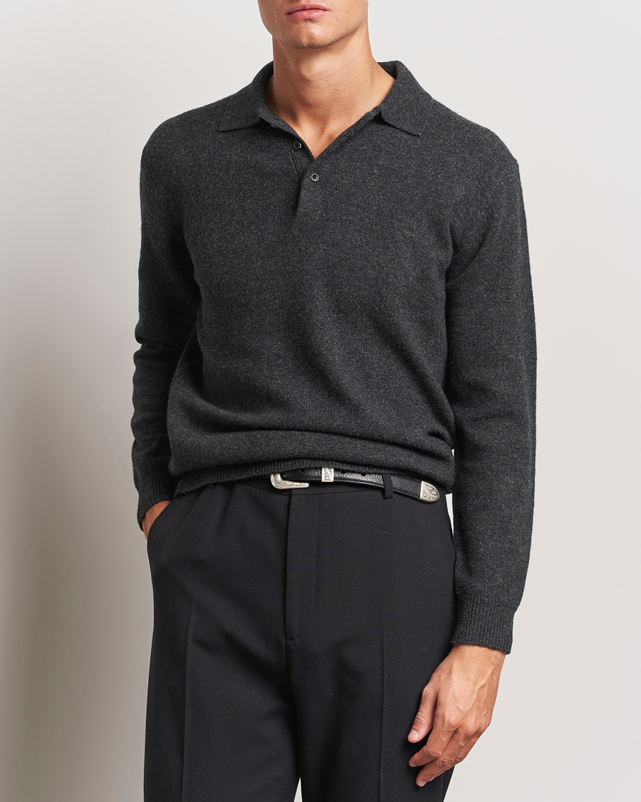 Mies |  | BEAMS PLUS | Long Sleeve Knitted Polo Charcoal