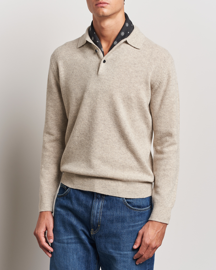 Mies |  | BEAMS PLUS | Long Sleeve Knitted Polo Beige