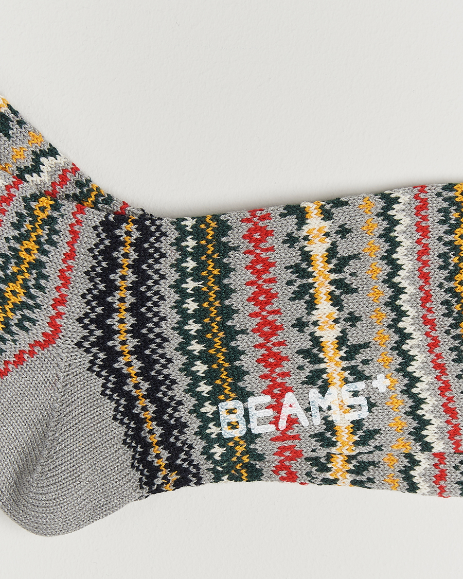 Mies |  | BEAMS PLUS | Fair Isle Socks Grey