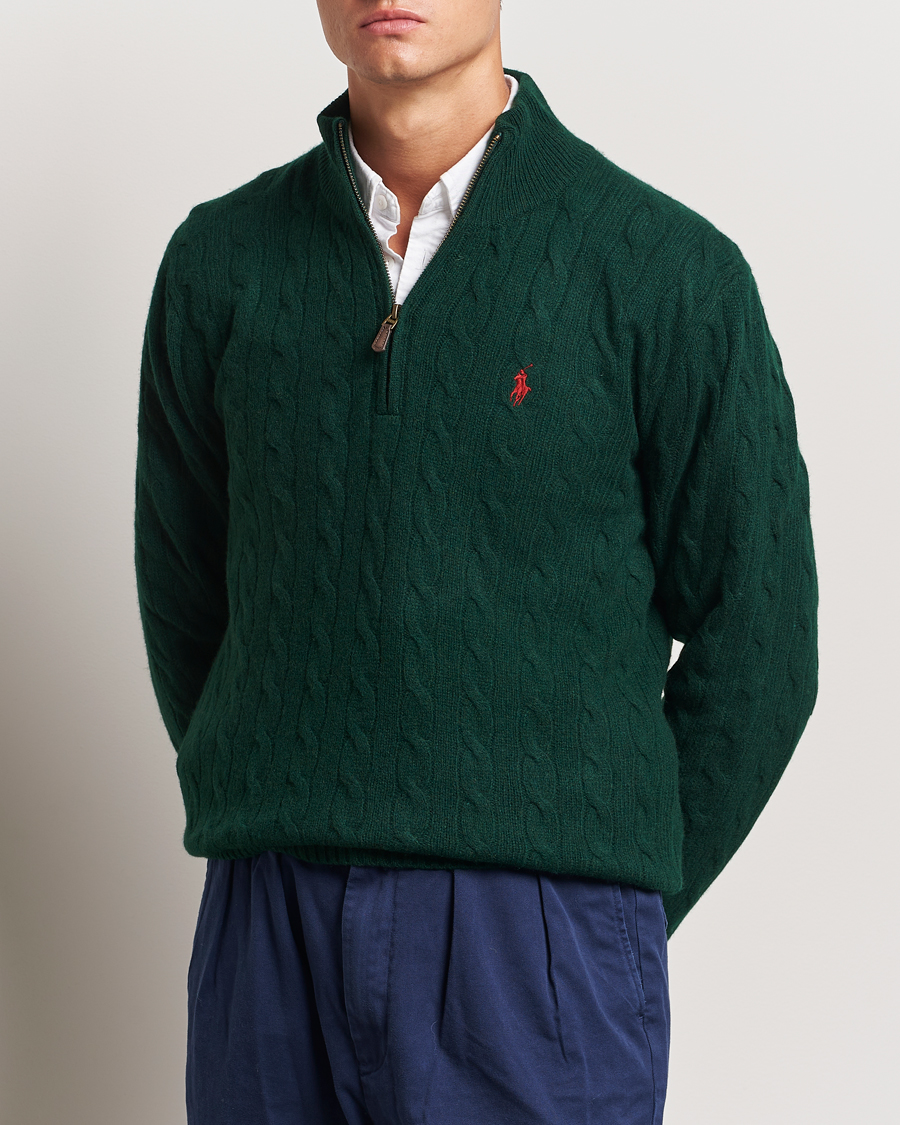 Mies |  | Polo Ralph Lauren | Wool/Cashmere Cable Half Zip Green