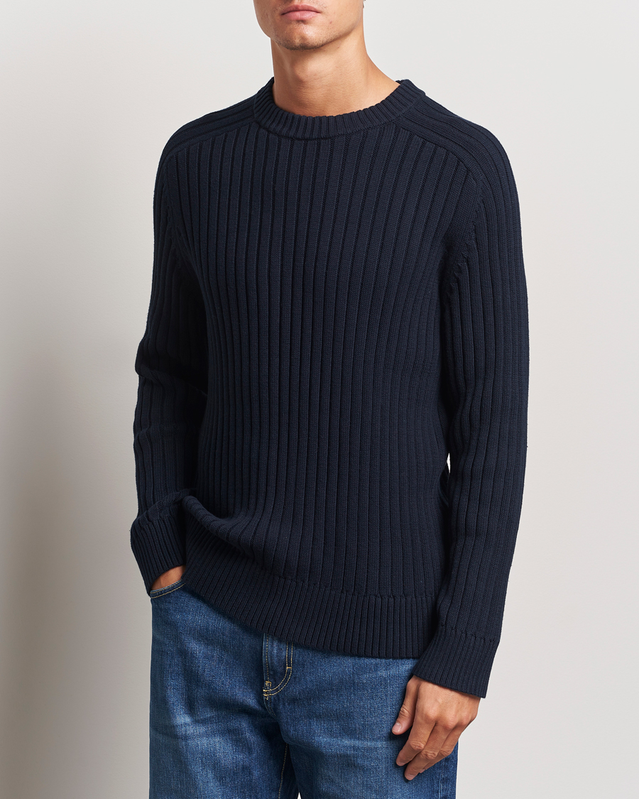 Mies | Puserot | A Day\'s March | Elmer Cotton Knit Sweater Navy