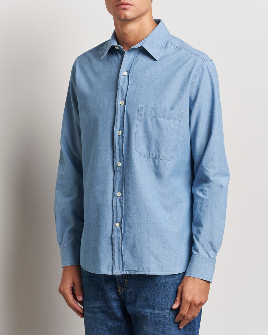 Mies |  | A Day\'s March | Will Chambray Shirt Light Blue