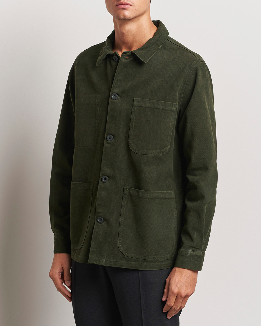 Mies |  | A Day\'s March | Algot Cotton Lyocell Overshirt Deep Green