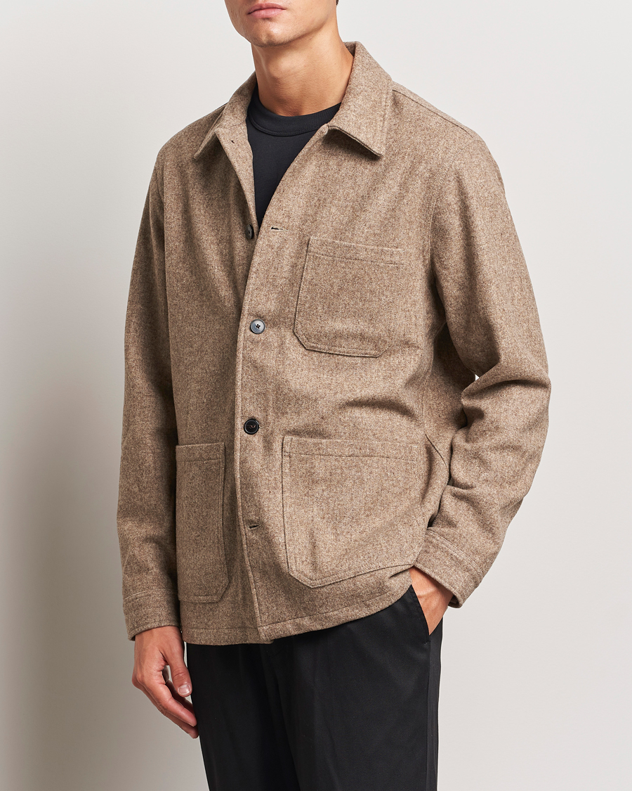 Mies |  | A Day\'s March | Original Wool Overshirt Light Taupe Melange