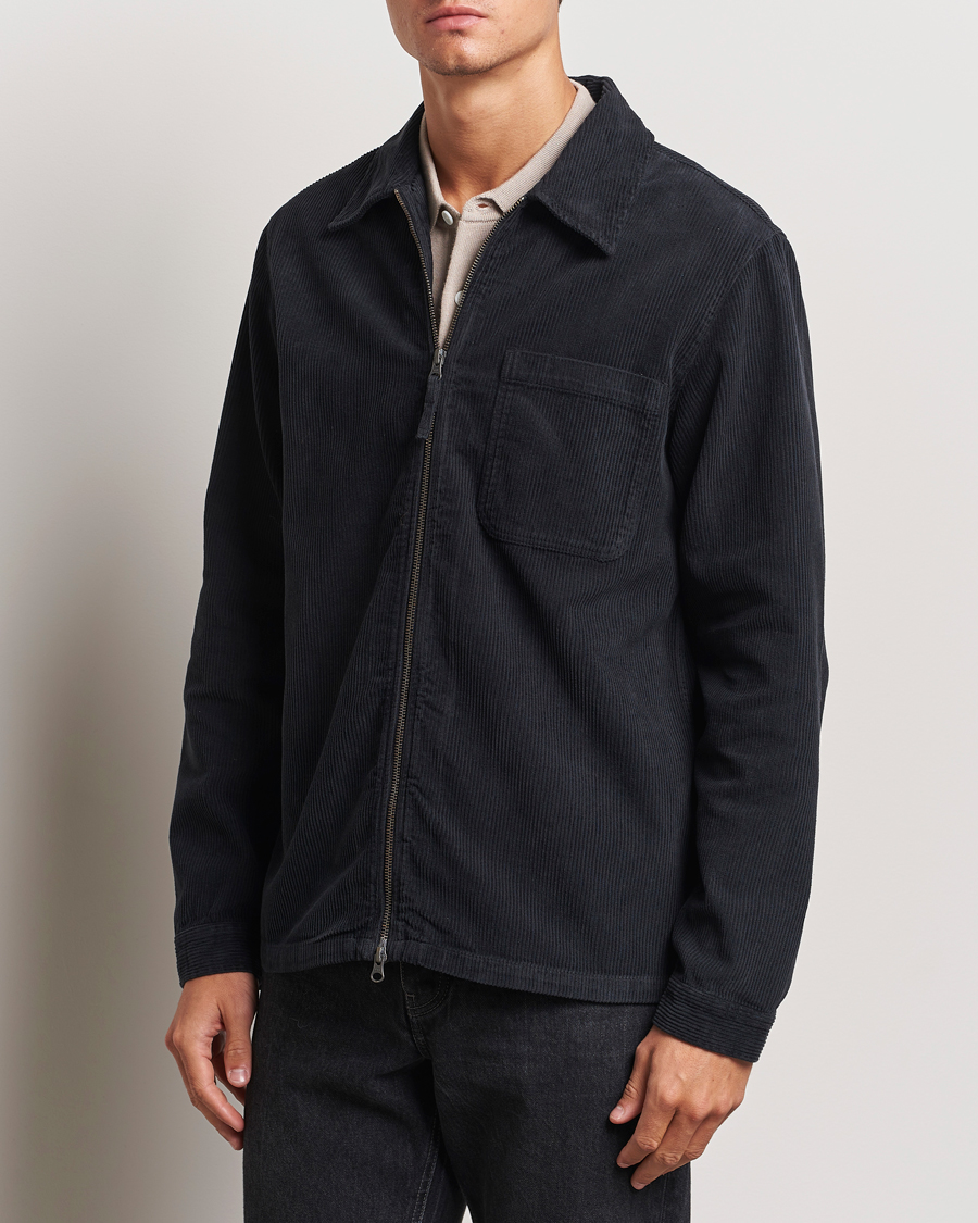 Mies |  | A Day\'s March | Fraser Zip Corduroy Overshirt Black