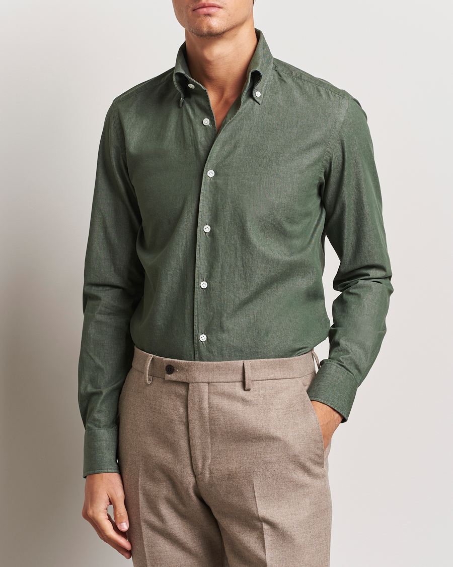 Mies |  | 100Hands | Button Down Denim Shirt Sage Green